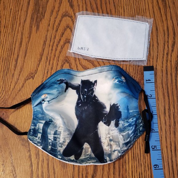 NWOT Black Panther Reusable Adjustable Face Mask with Filter - Picture 3 of 3